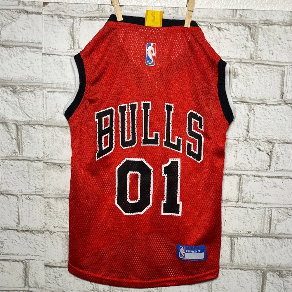 Pets First Chicago Bulls Red Mesh Jersey Dog Shirt- '01'